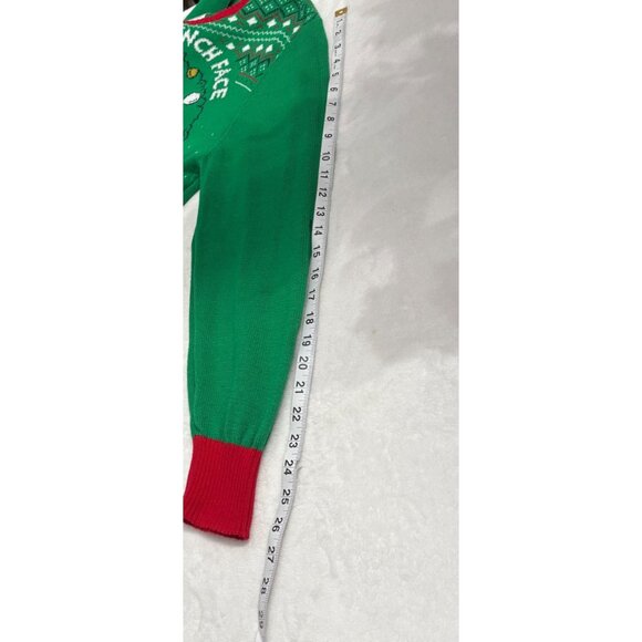 Resting Grinch Face Christmas Green & Red Pullover Womens Cozy Sweater Size XL - Picture 9 of 11